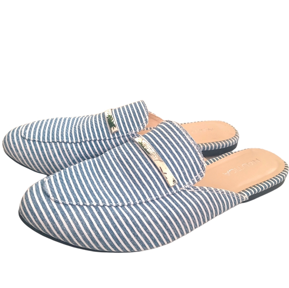 Nautica Blue Pin Stripe Mules